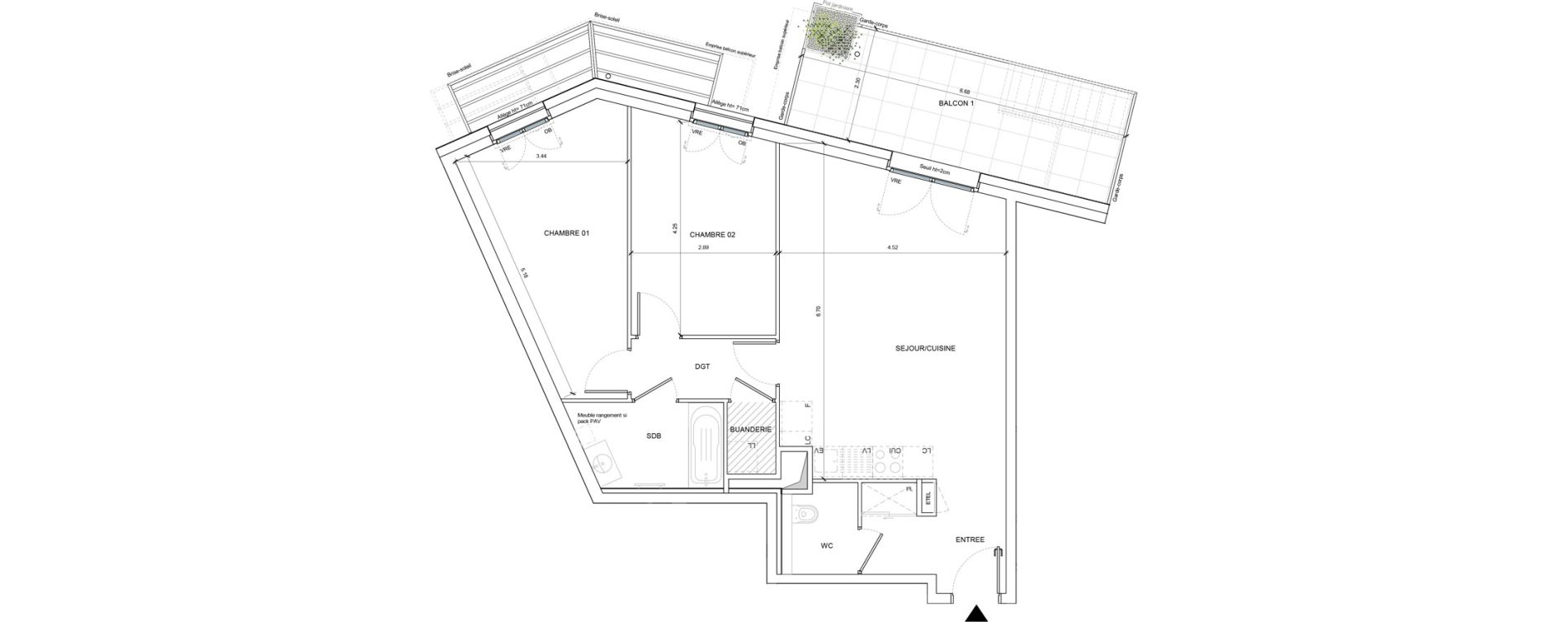 Appartement T3 de 71,26 m2 &agrave; Annecy Les hirondelles
