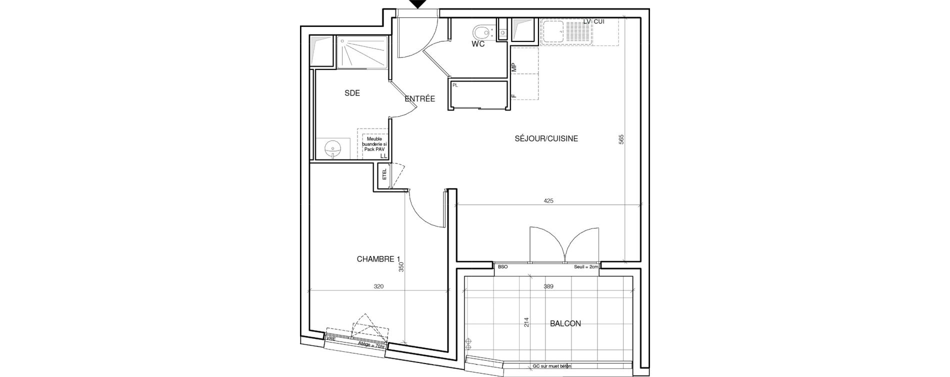 Appartement T2 de 45,60 m2 &agrave; Annecy Les hirondelles