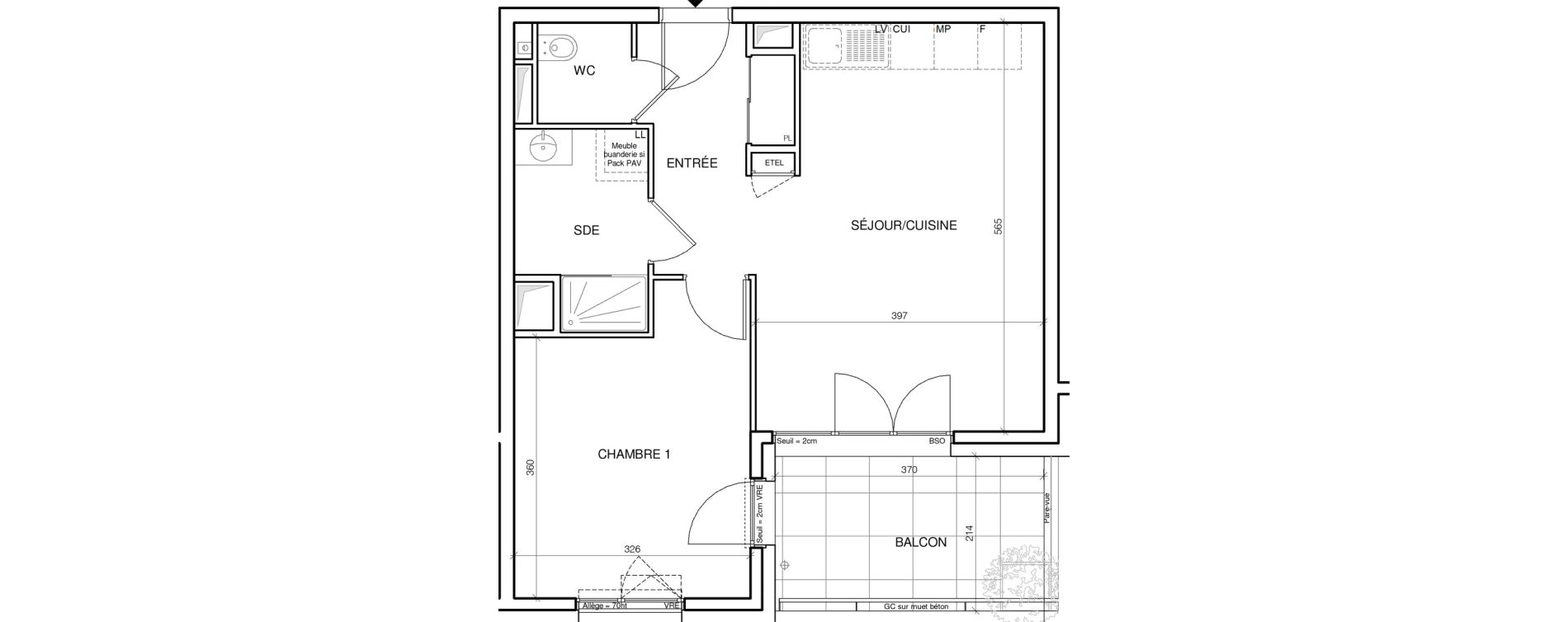 Appartement T2 de 46,20 m2 &agrave; Annecy Les hirondelles
