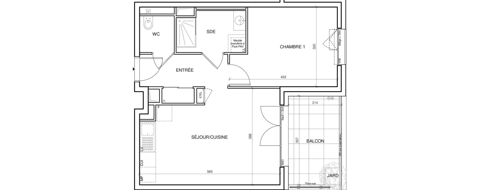 Appartement T2 de 44,40 m2 &agrave; Annecy Les hirondelles