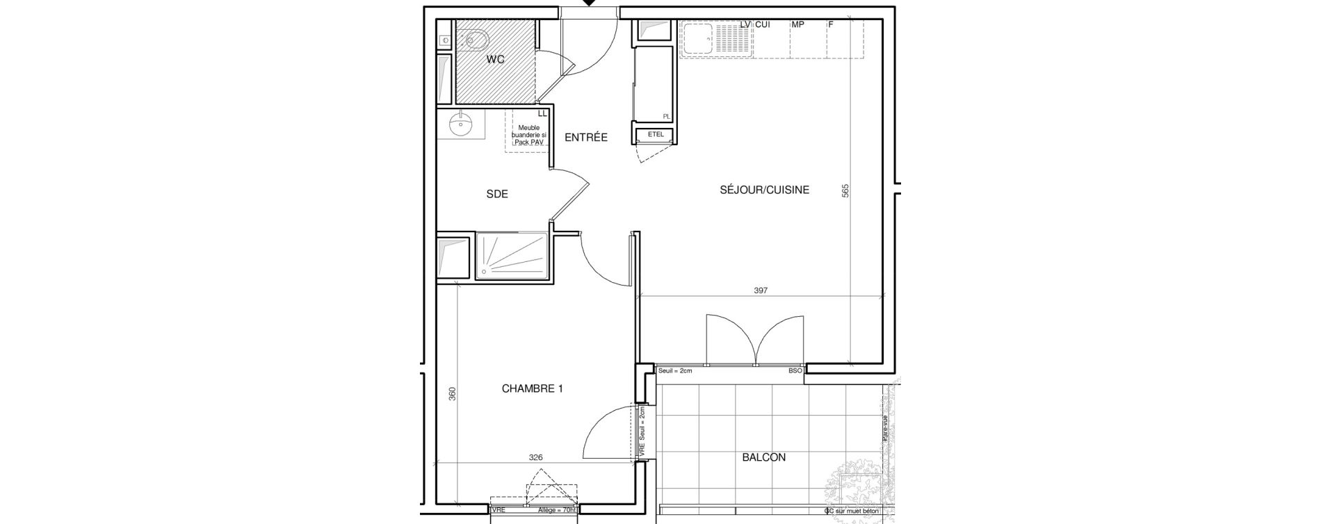 Appartement T2 de 46,30 m2 &agrave; Annecy Les hirondelles
