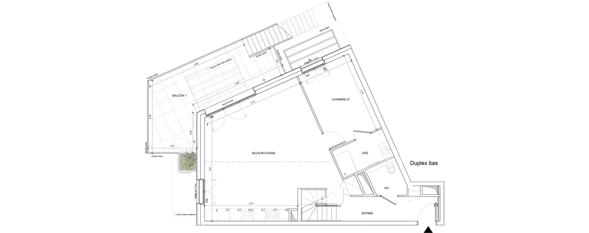 Duplex T4 de 106,35 m2 &agrave; Annecy Les hirondelles
