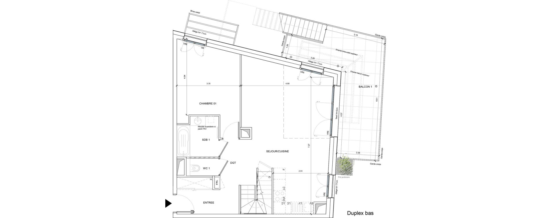 Duplex T5 de 113,33 m2 &agrave; Annecy Les hirondelles