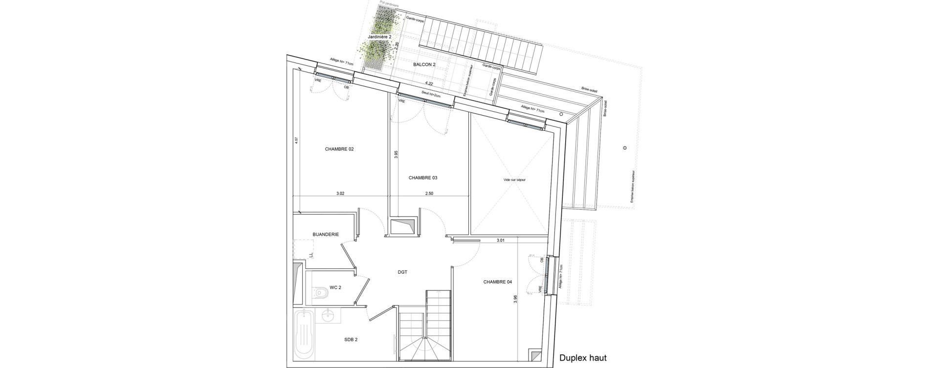 Duplex T5 de 113,33 m2 &agrave; Annecy Les hirondelles
