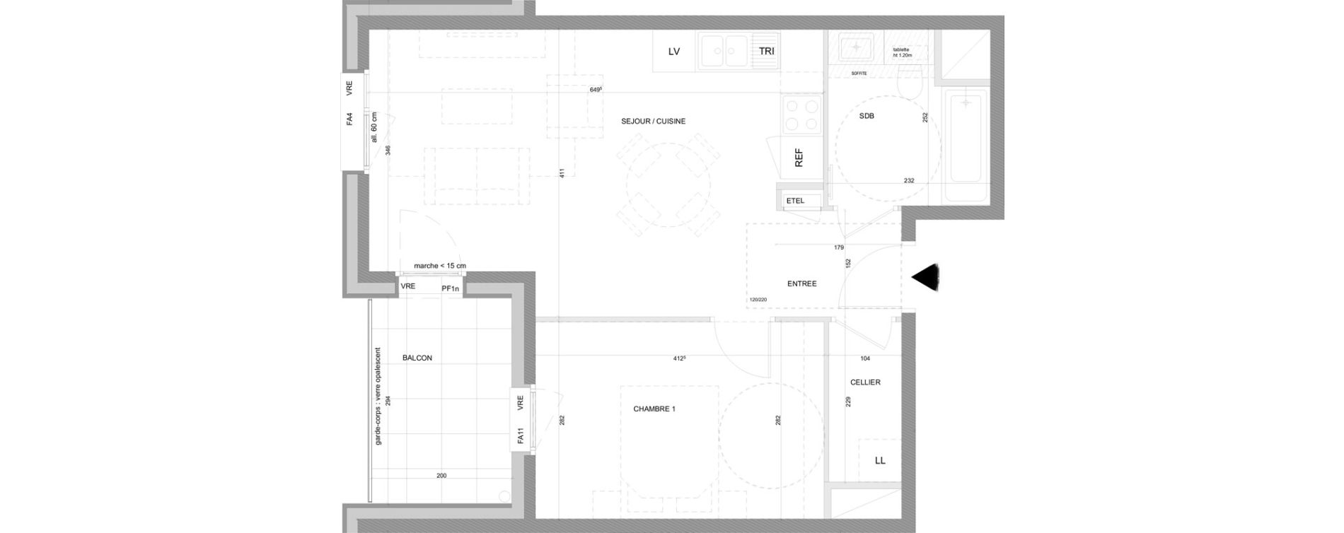 Appartement T2 de 45,81 m2 &agrave; Annecy Centre ville - vieille ville - marquisats