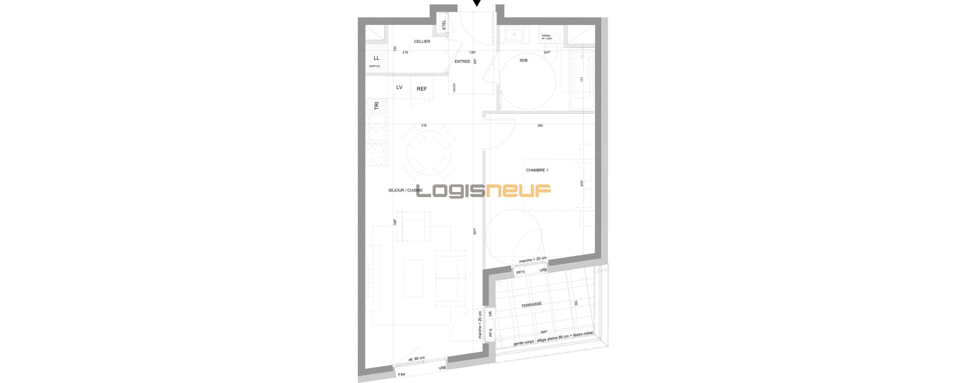 Plan Appartement T2 De 46 02 M Neuf R sidence Passage De Flore 