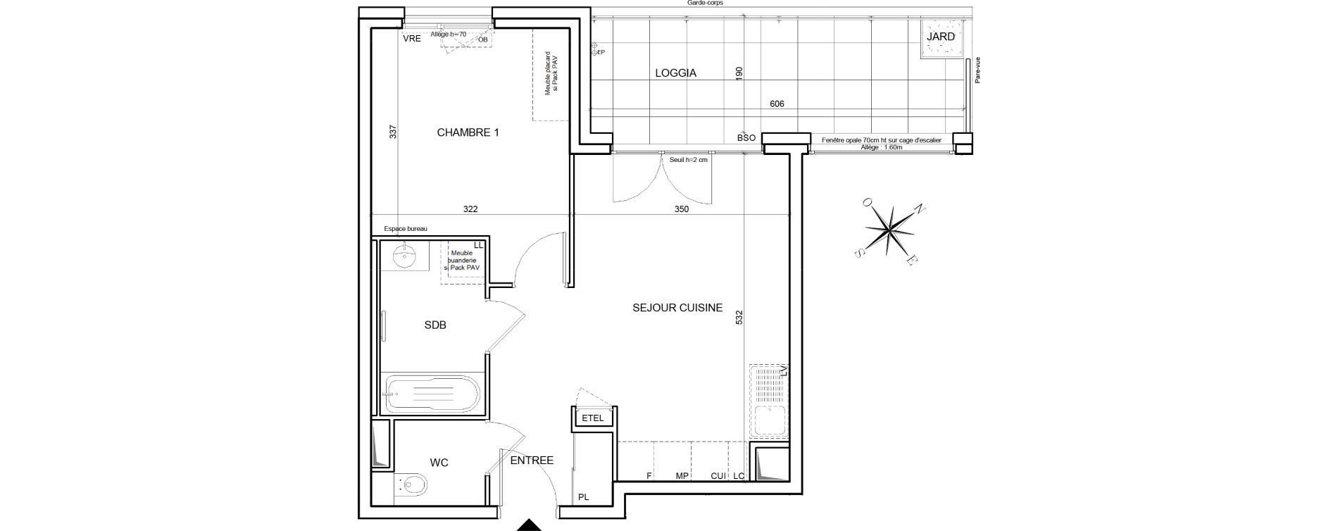 Appartement T2 de 41,75 m2 &agrave; Annecy Les hirondelles