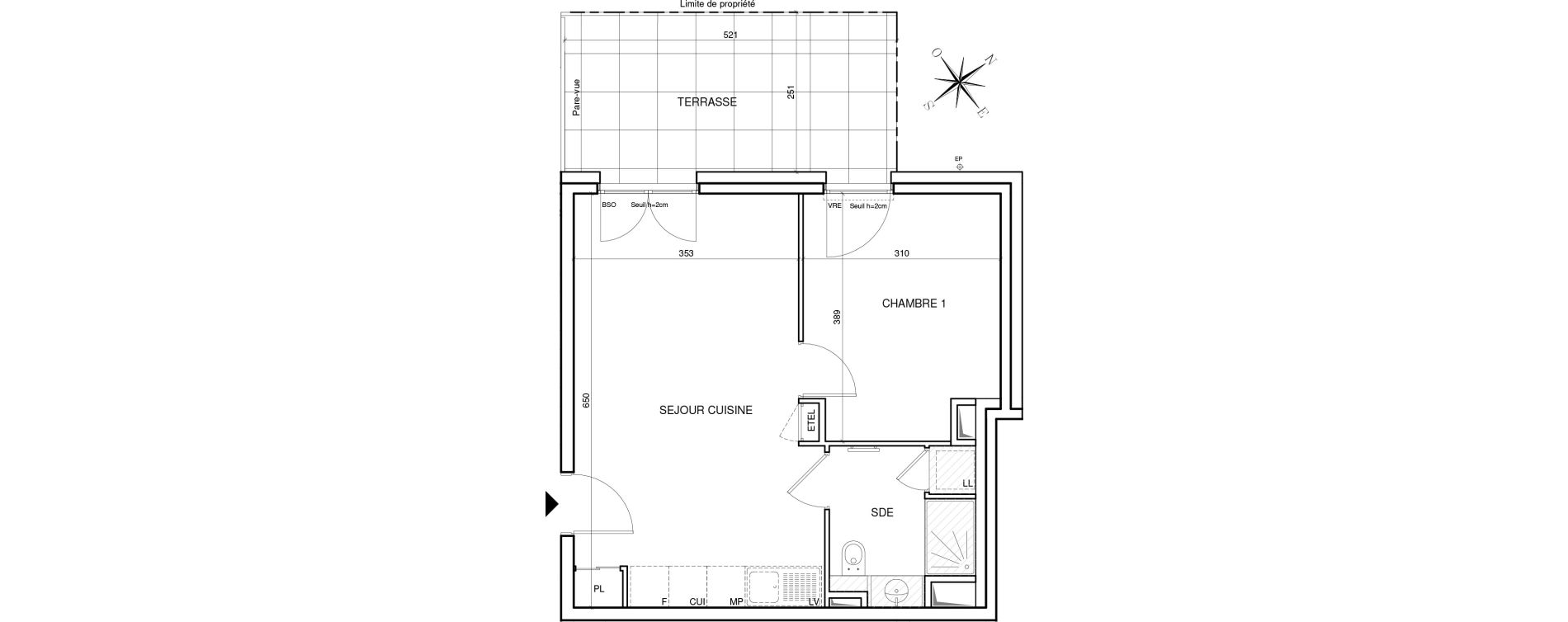 Appartement T2 de 39,72 m2 &agrave; Annecy Les hirondelles