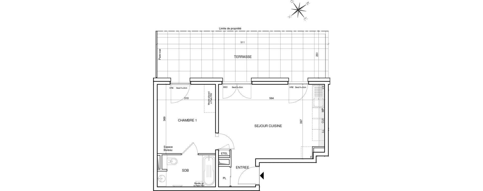 Appartement T2 de 40,61 m2 &agrave; Annecy Les hirondelles