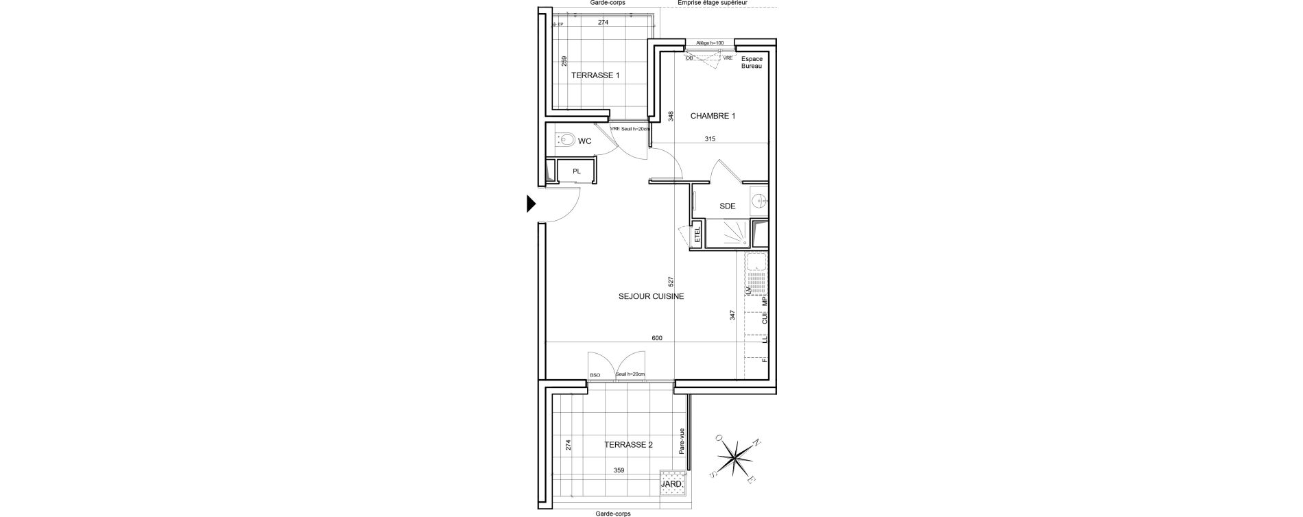 Appartement T2 de 45,12 m2 &agrave; Annecy Les hirondelles