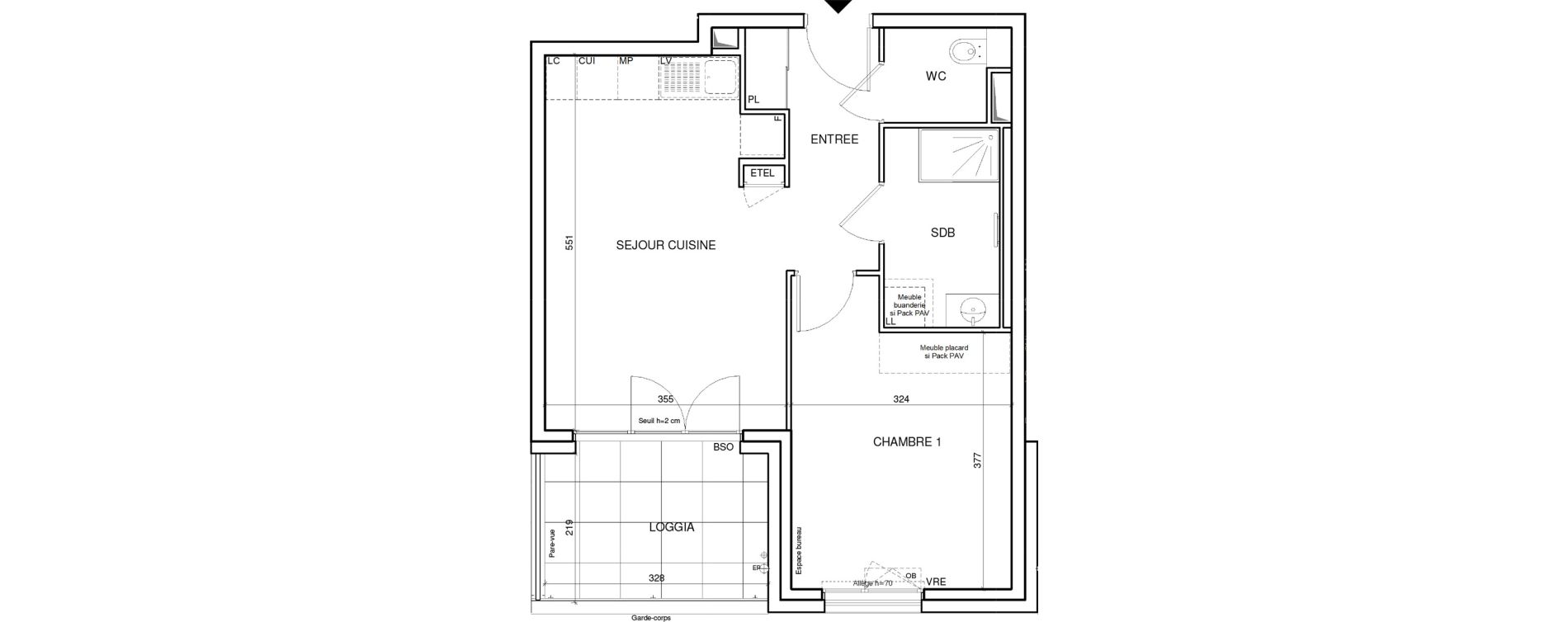 Appartement T2 de 44,66 m2 &agrave; Annecy Les hirondelles