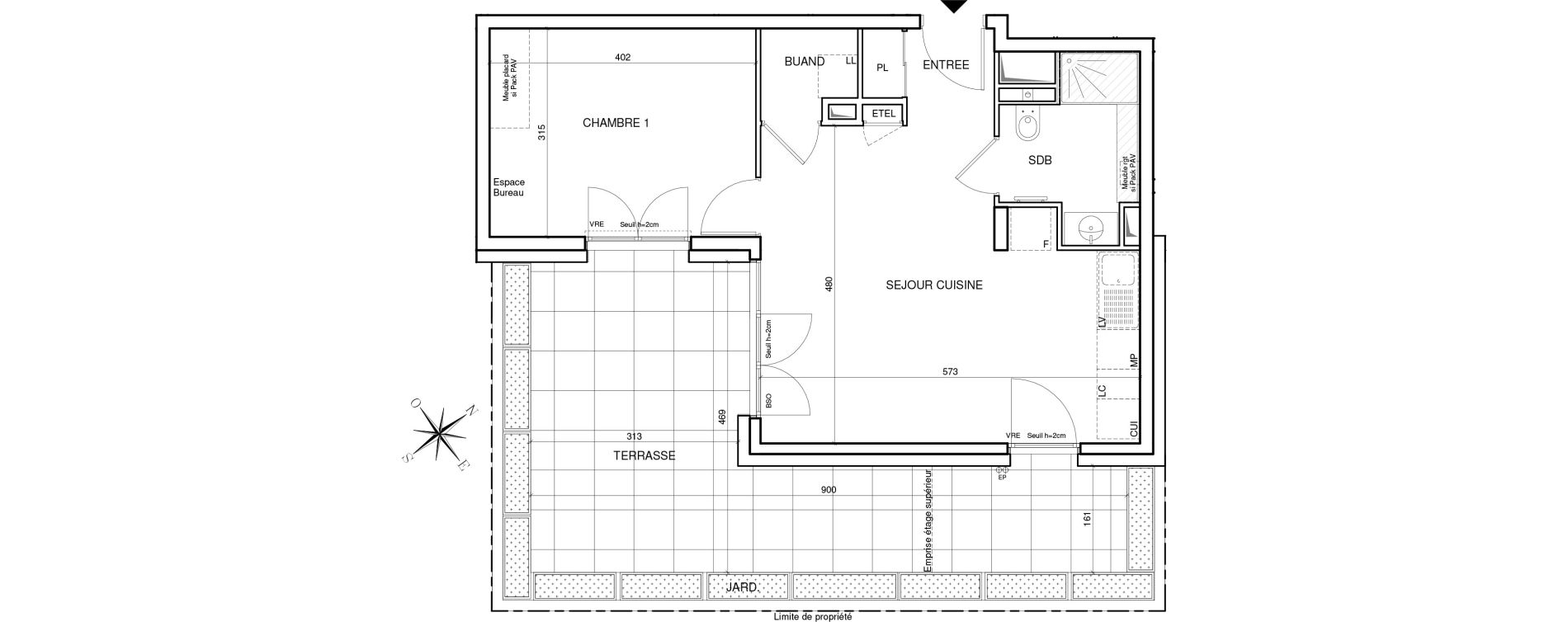 Appartement T2 de 45,89 m2 &agrave; Annecy Les hirondelles
