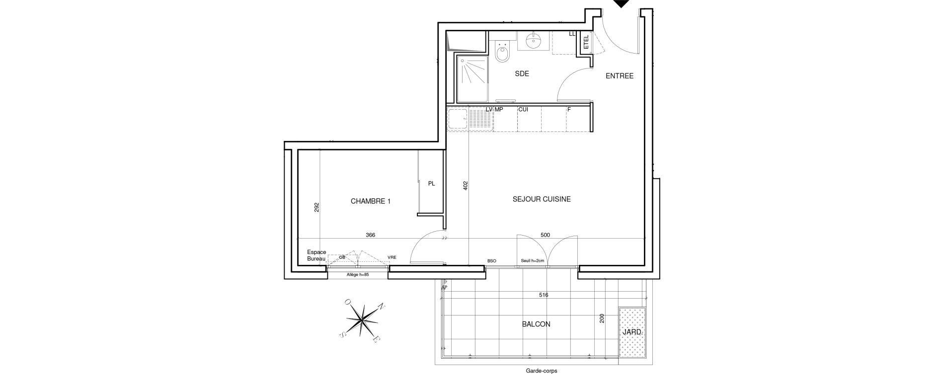 Appartement T2 de 38,85 m2 &agrave; Annecy Les hirondelles