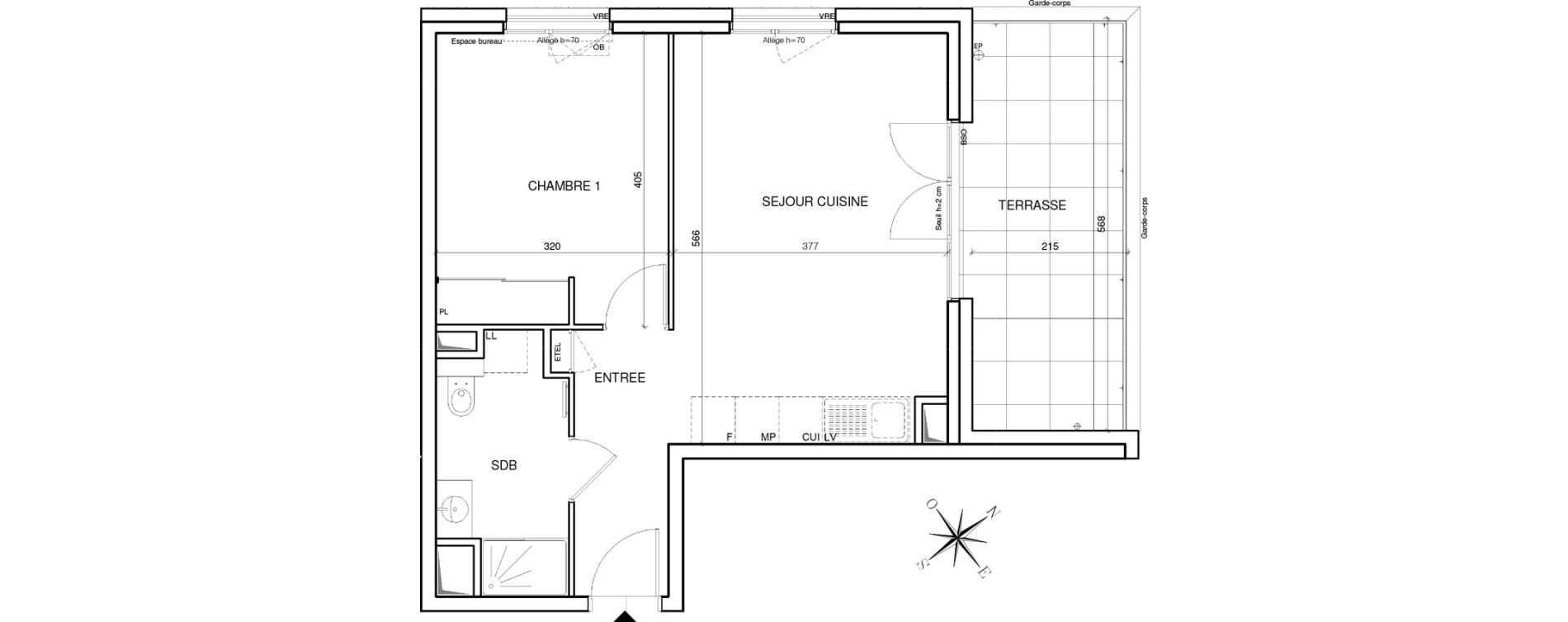 Appartement T2 de 44,31 m2 &agrave; Annecy Les hirondelles