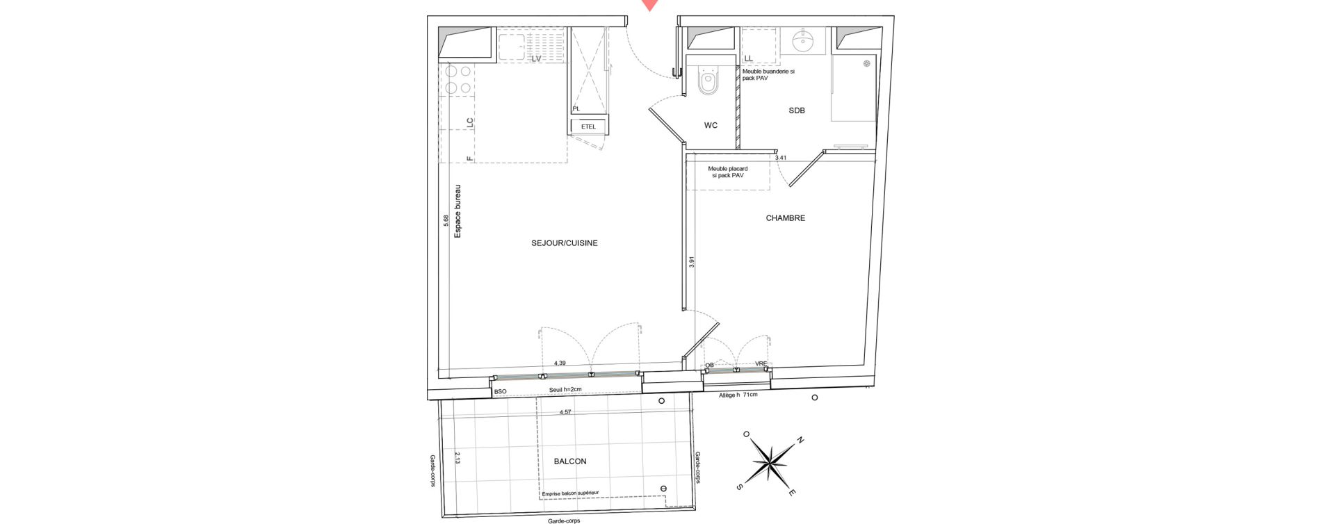 Appartement T2 de 45,77 m2 &agrave; Annecy Les hirondelles
