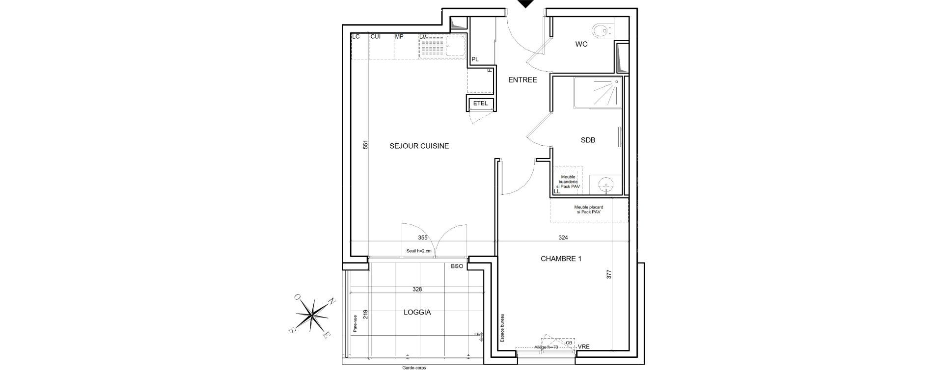 Appartement T2 de 44,66 m2 &agrave; Annecy Les hirondelles