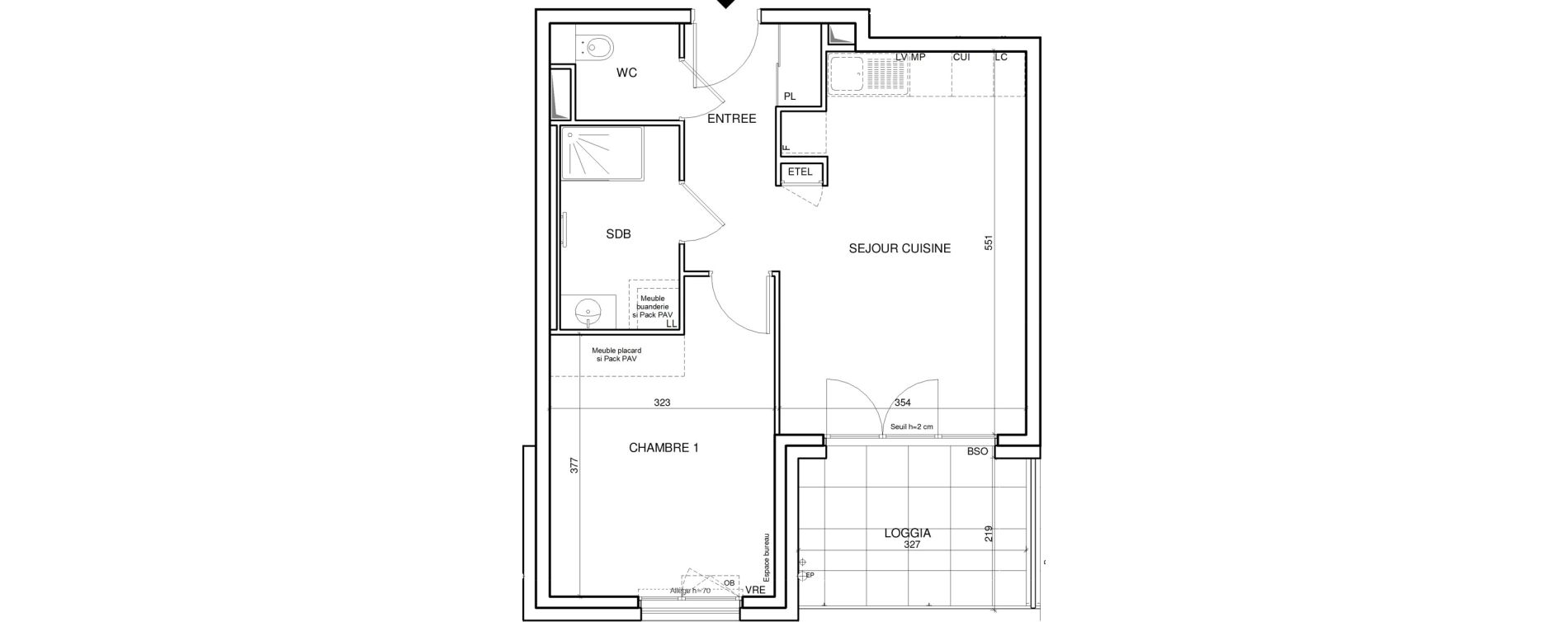 Appartement T2 de 44,58 m2 &agrave; Annecy Les hirondelles
