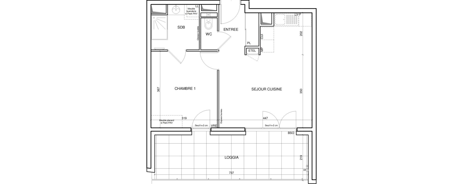 Appartement T2 de 41,92 m2 &agrave; Annecy Les hirondelles
