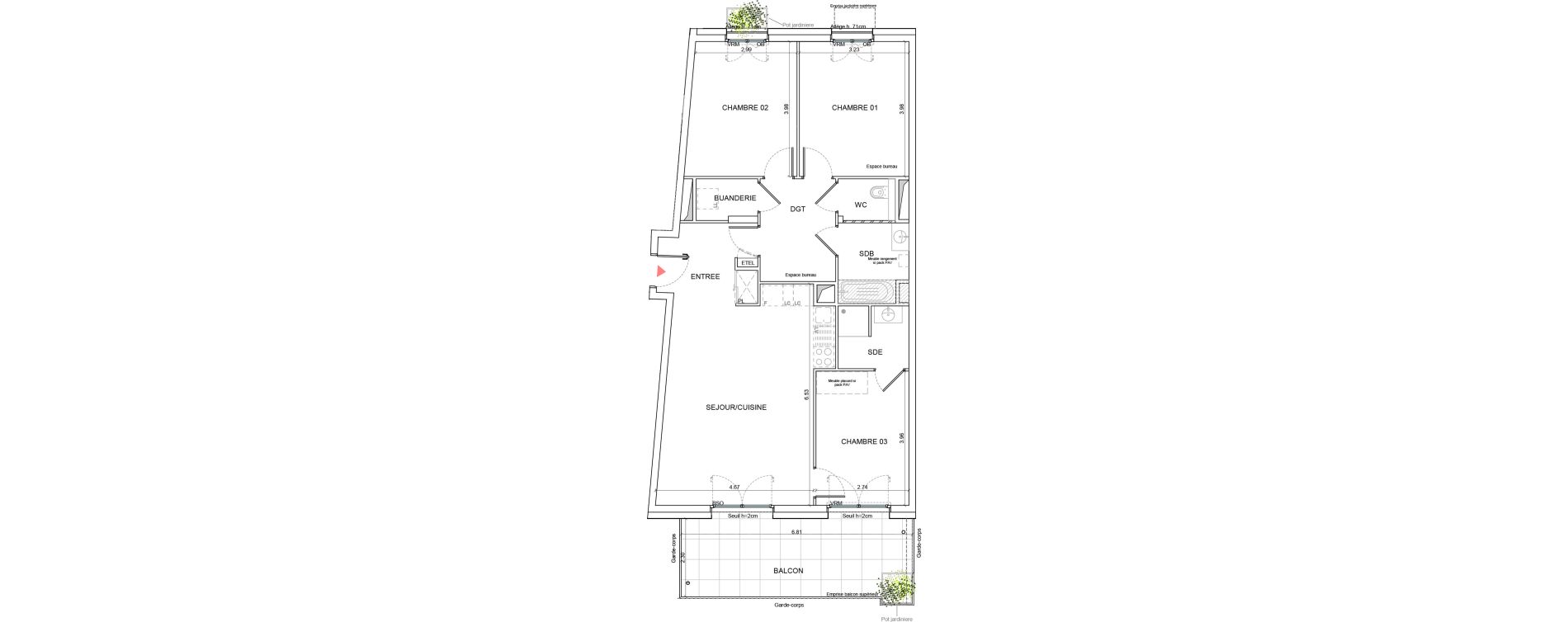 Appartement T4 de 90,42 m2 &agrave; Annecy Les hirondelles