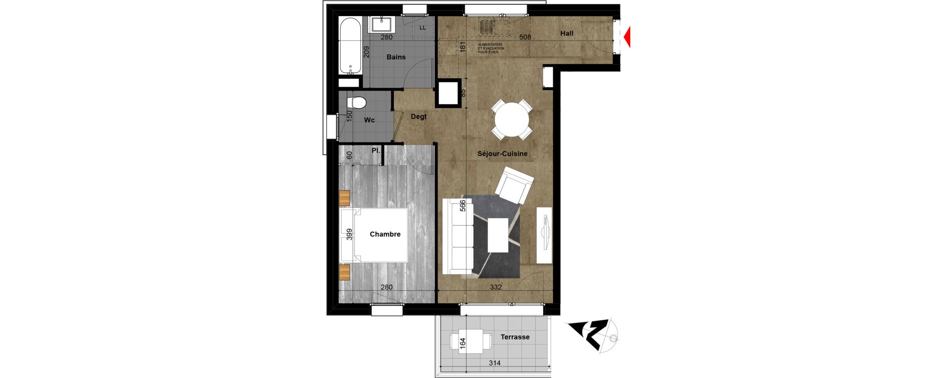Appartement T2 de 52,04 m2 &agrave; Annemasse Centre