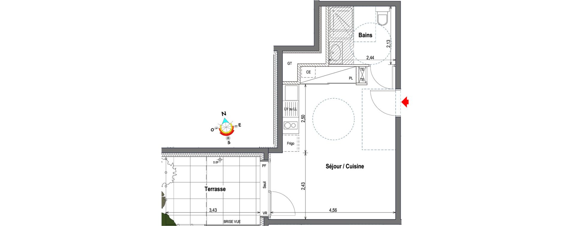 Appartement T1 de 28,48 m2 &agrave; Annemasse Centre