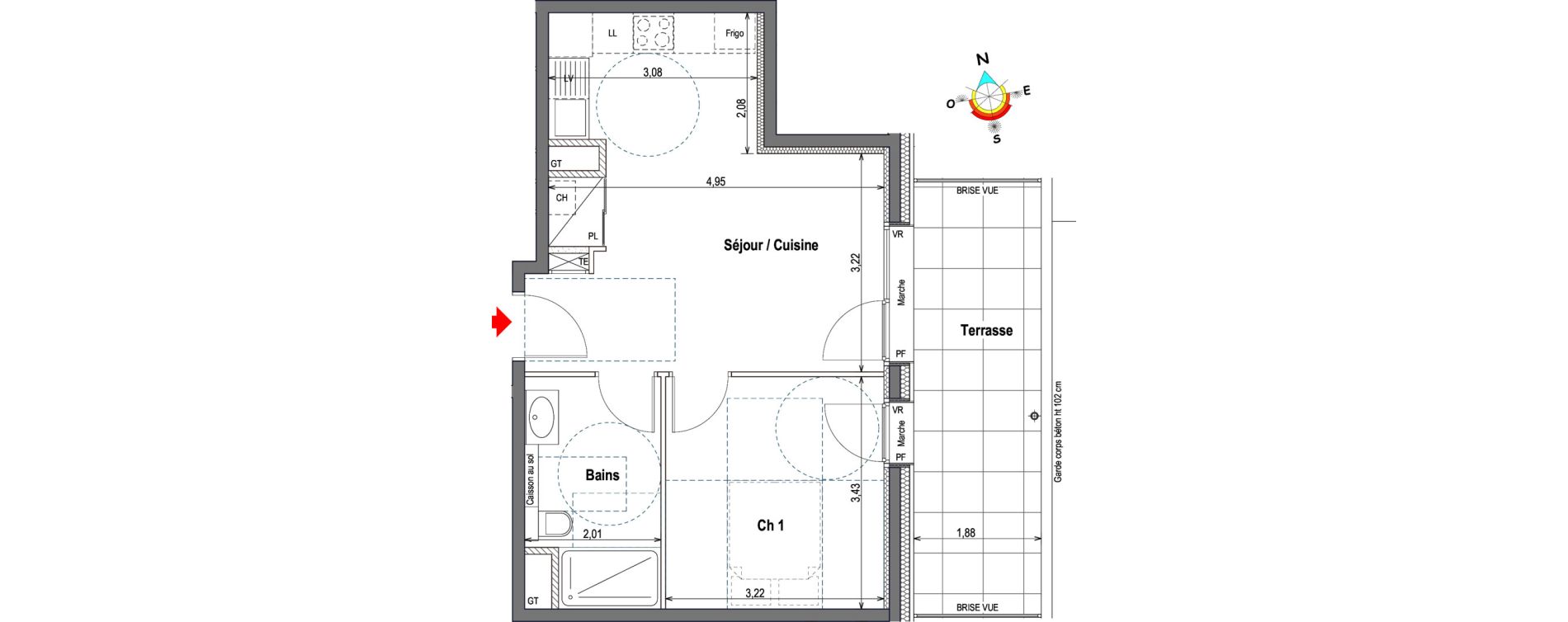 Appartement T2 de 39,48 m2 &agrave; Annemasse Centre