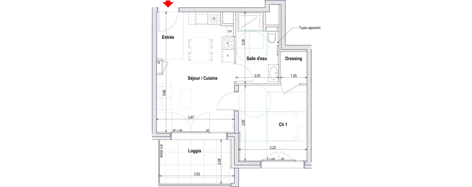Appartement T2 de 39,66 m2 &agrave; Annemasse Centre