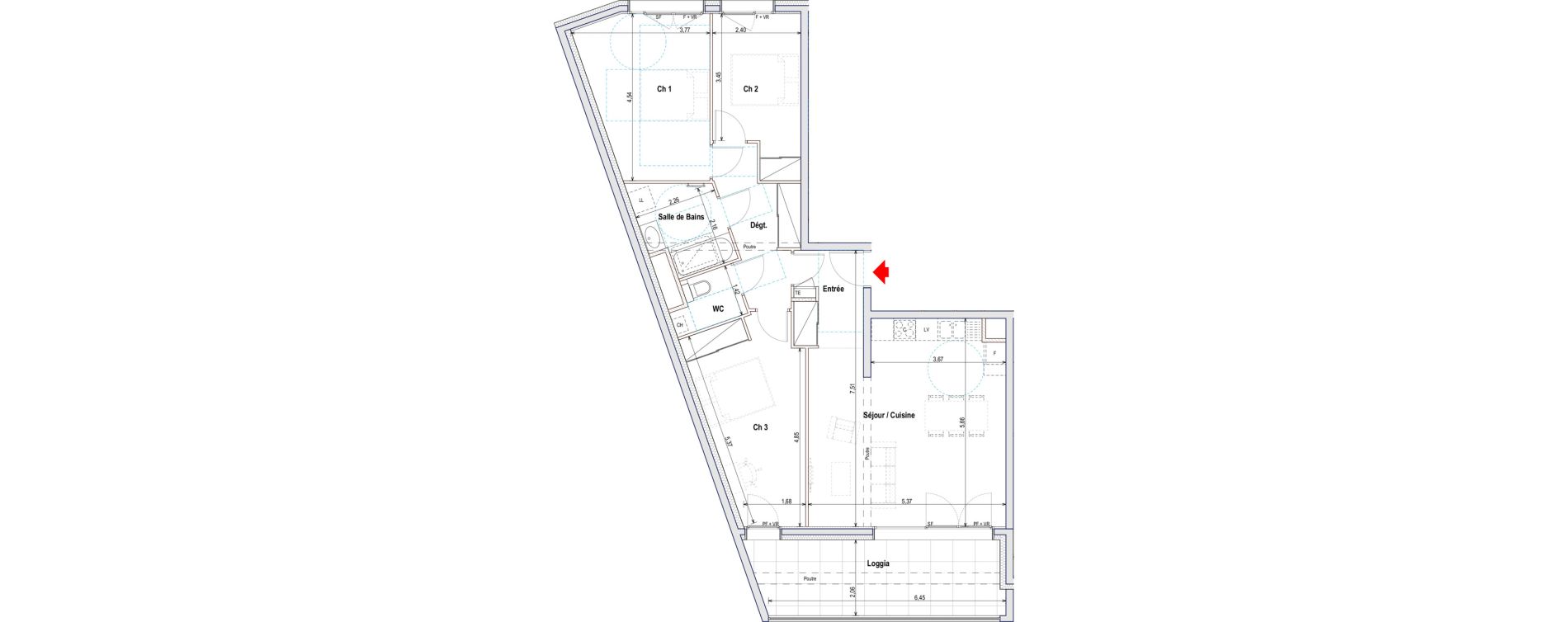 Appartement T4 de 85,86 m2 &agrave; Annemasse Centre