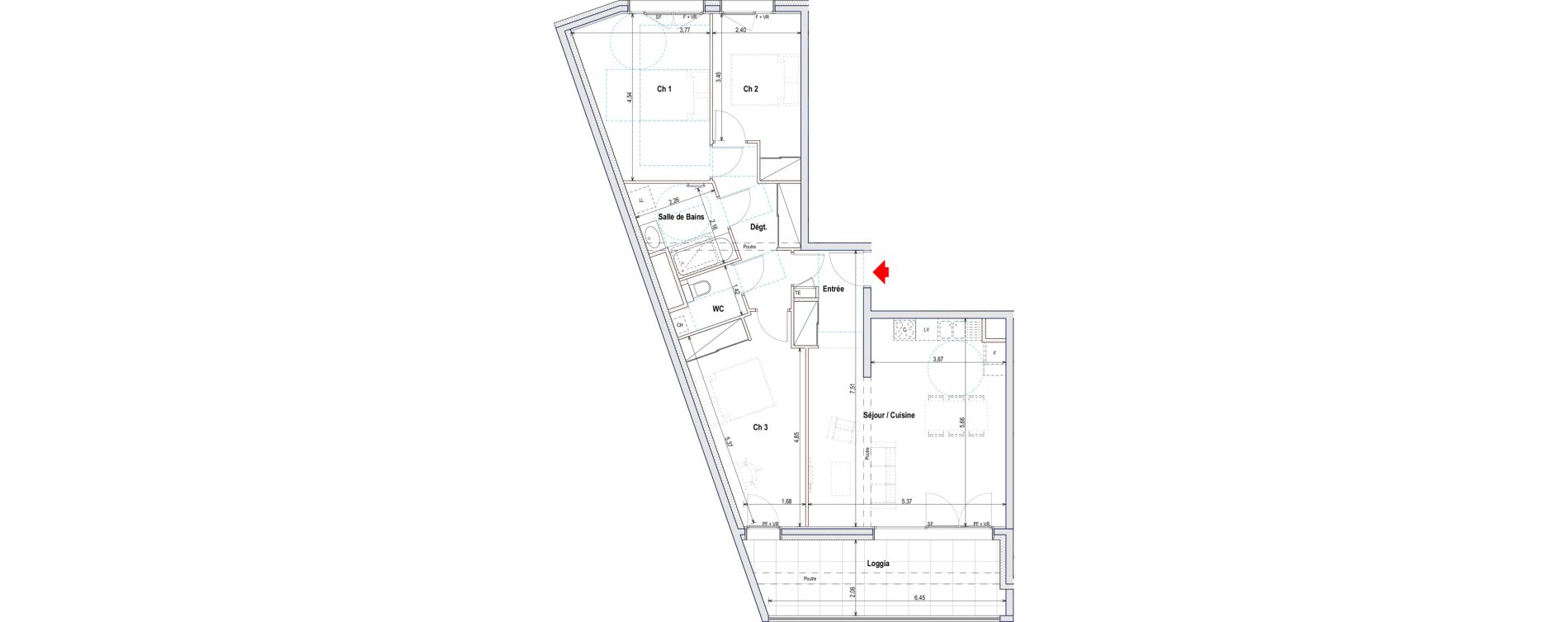 Appartement T4 de 85,86 m2 &agrave; Annemasse Centre