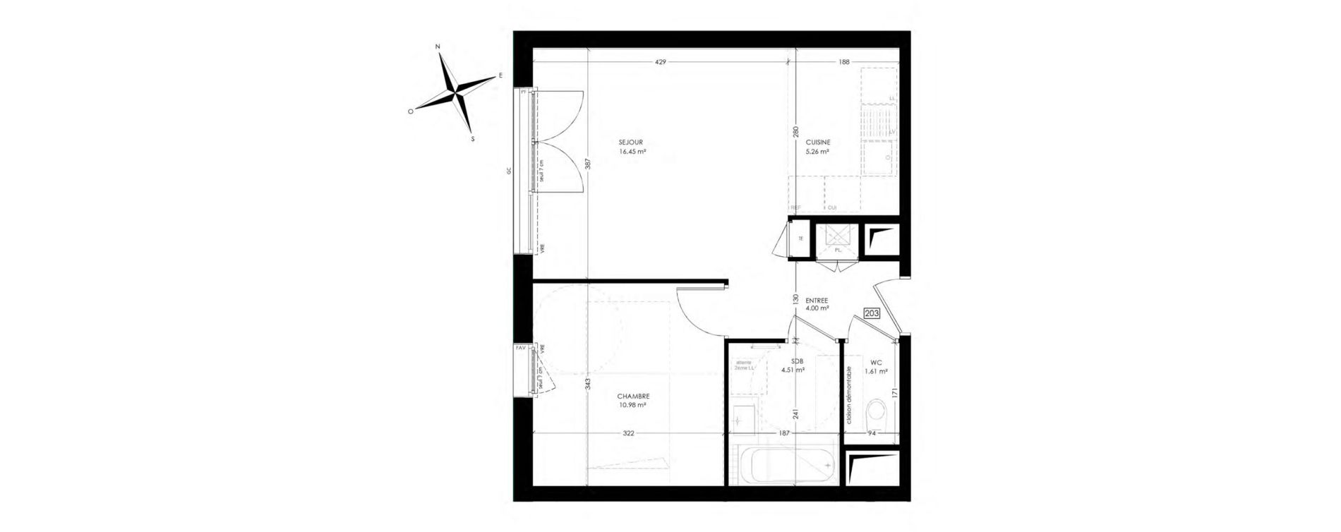 Appartement T2 de 42,81 m2 &agrave; Annemasse Centre