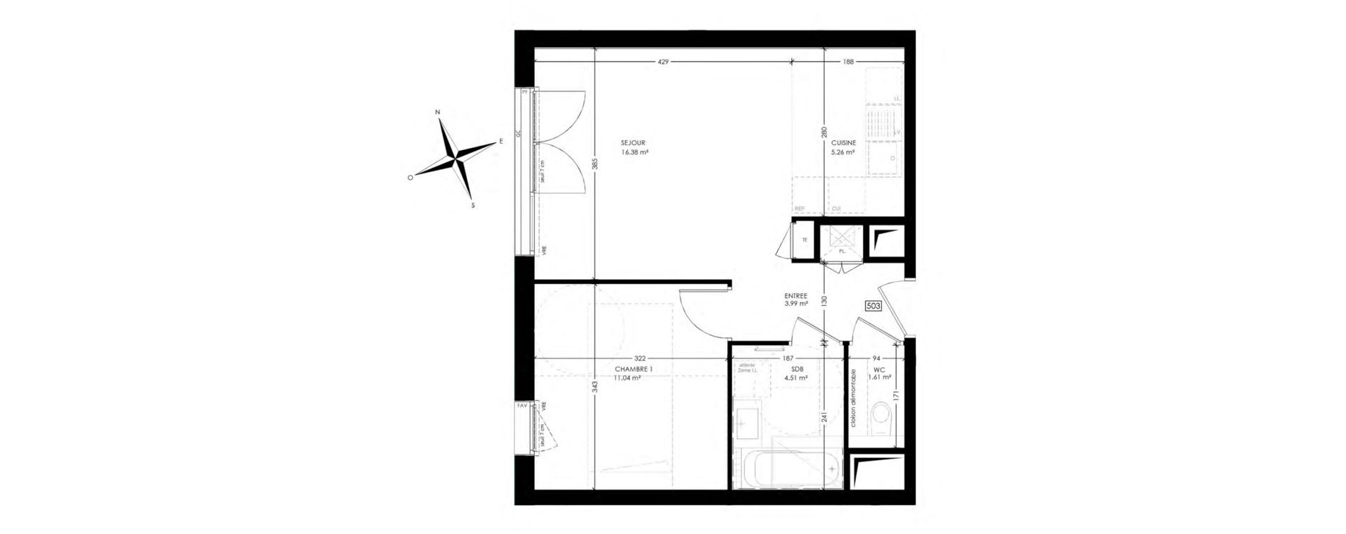 Appartement T2 de 42,79 m2 &agrave; Annemasse Centre