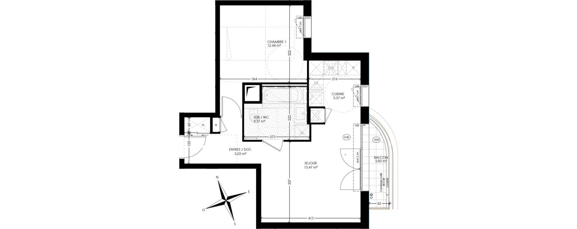 Appartement T2 de 44,12 m2 &agrave; Annemasse Centre