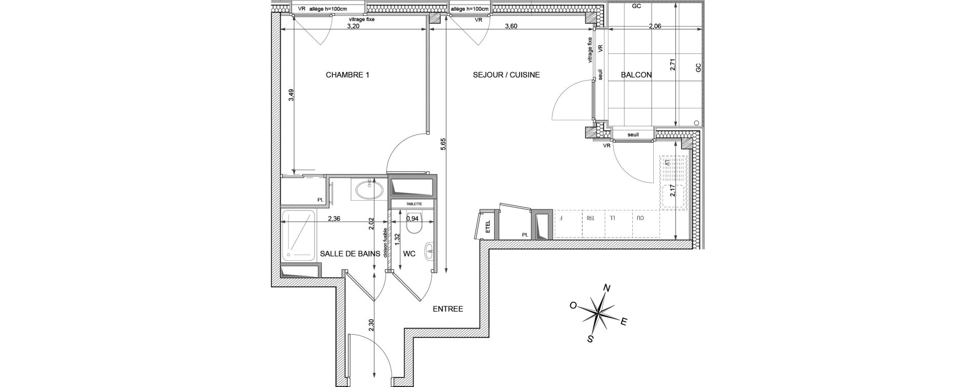 Appartement T2 de 44,12 m2 &agrave; Annemasse Vernand