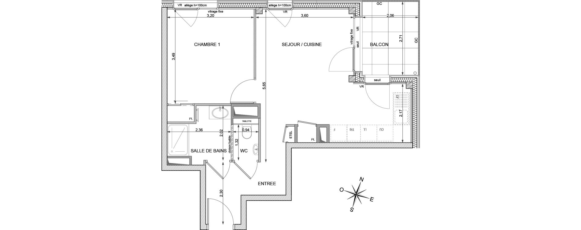 Appartement T2 de 44,12 m2 &agrave; Annemasse Vernand
