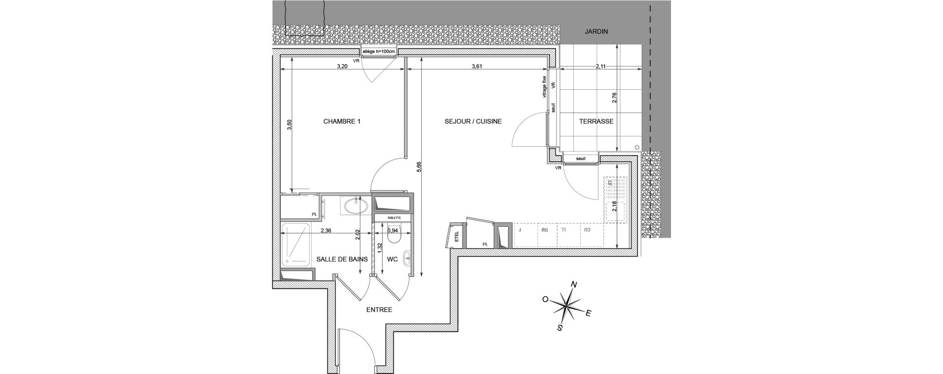Appartement T2 de 44,40 m2 &agrave; Annemasse Vernand