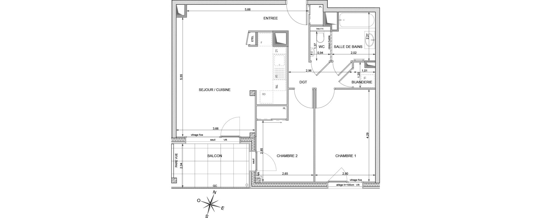 Appartement T3 de 63,73 m2 &agrave; Annemasse Vernand