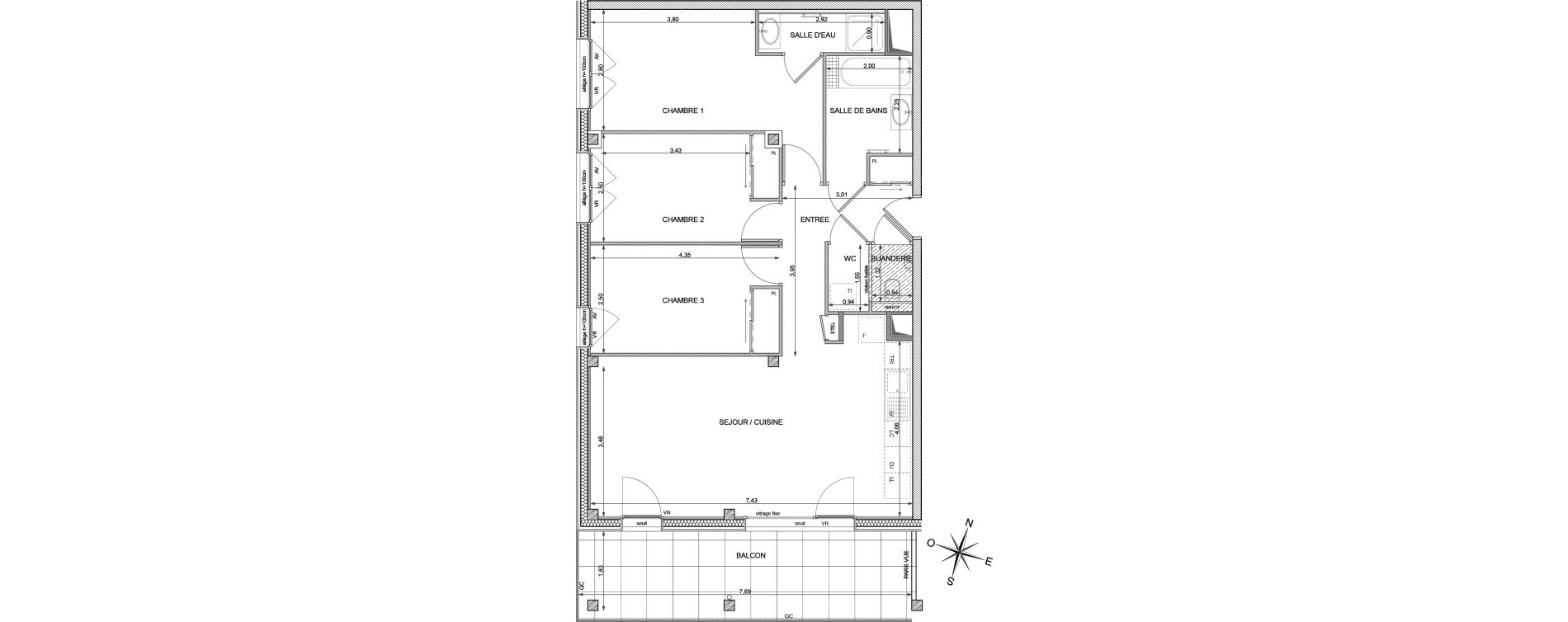 Appartement T4 de 82,21 m2 &agrave; Annemasse Vernand