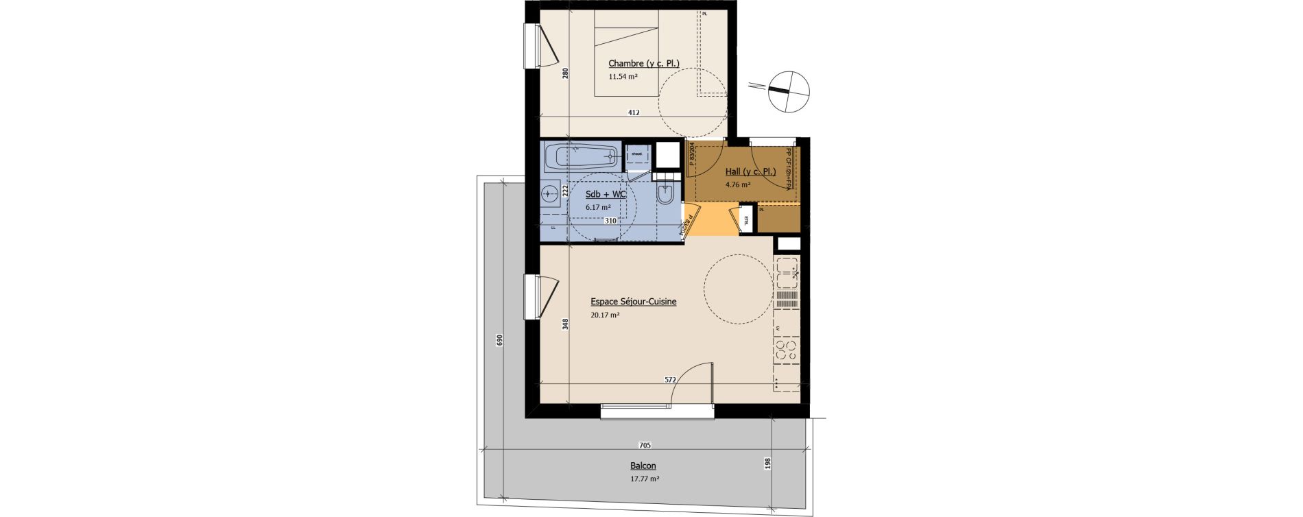Appartement T2 de 42,64 m2 &agrave; Annemasse Romagny