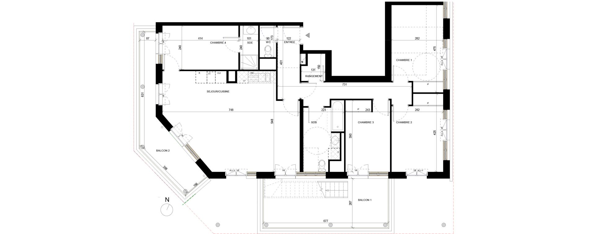Appartement T5 de 101,59 m2 &agrave; Annemasse Chateau rouge