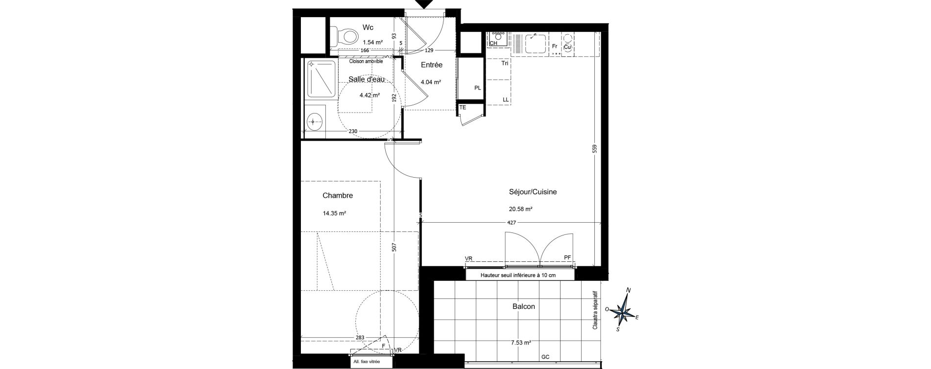 Appartement T2 de 45,00 m2 &agrave; Annemasse Centre