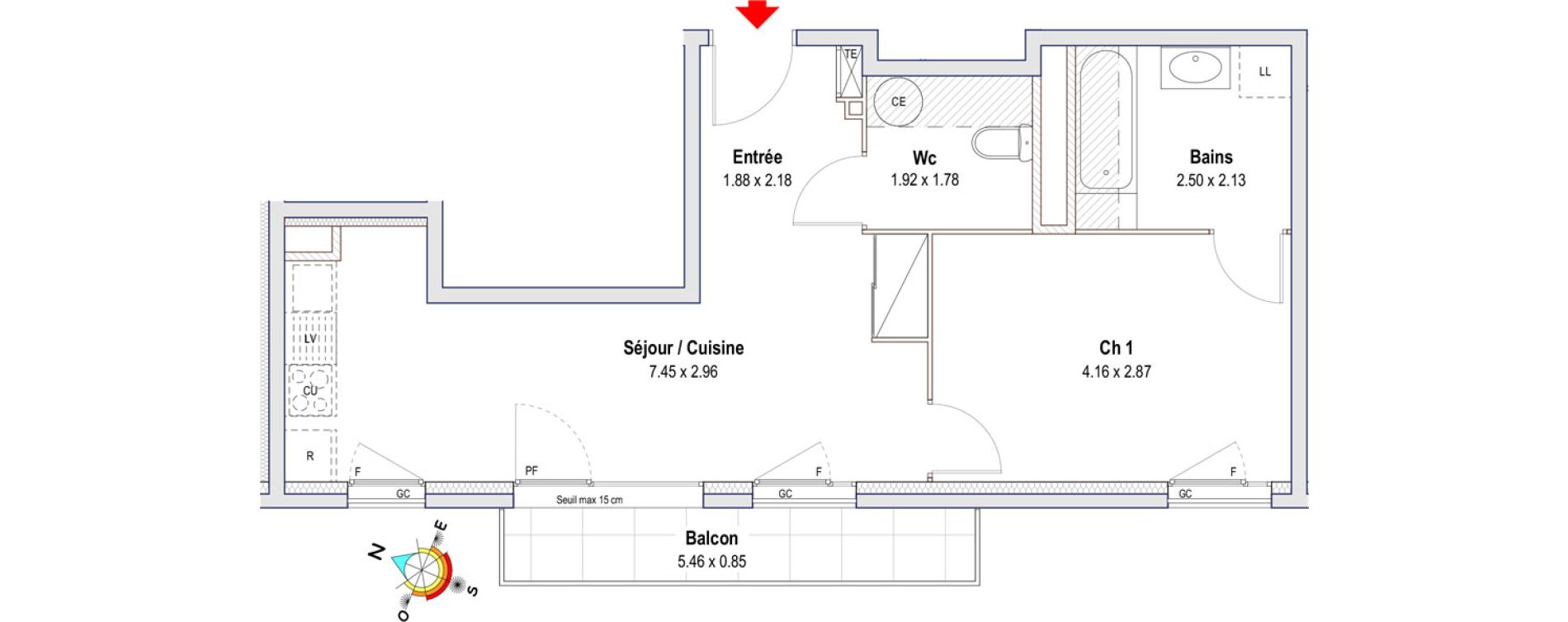 Appartement T2 de 43,26 m2 &agrave; Annemasse Gare