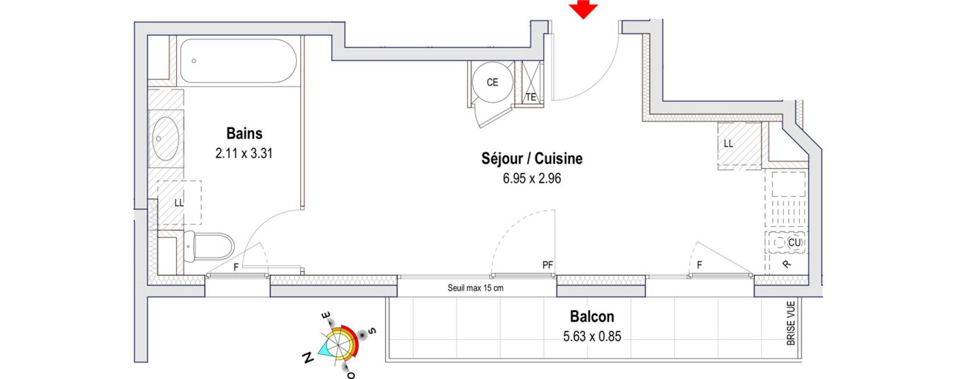 Appartement T1 de 24,88 m2 &agrave; Annemasse Gare