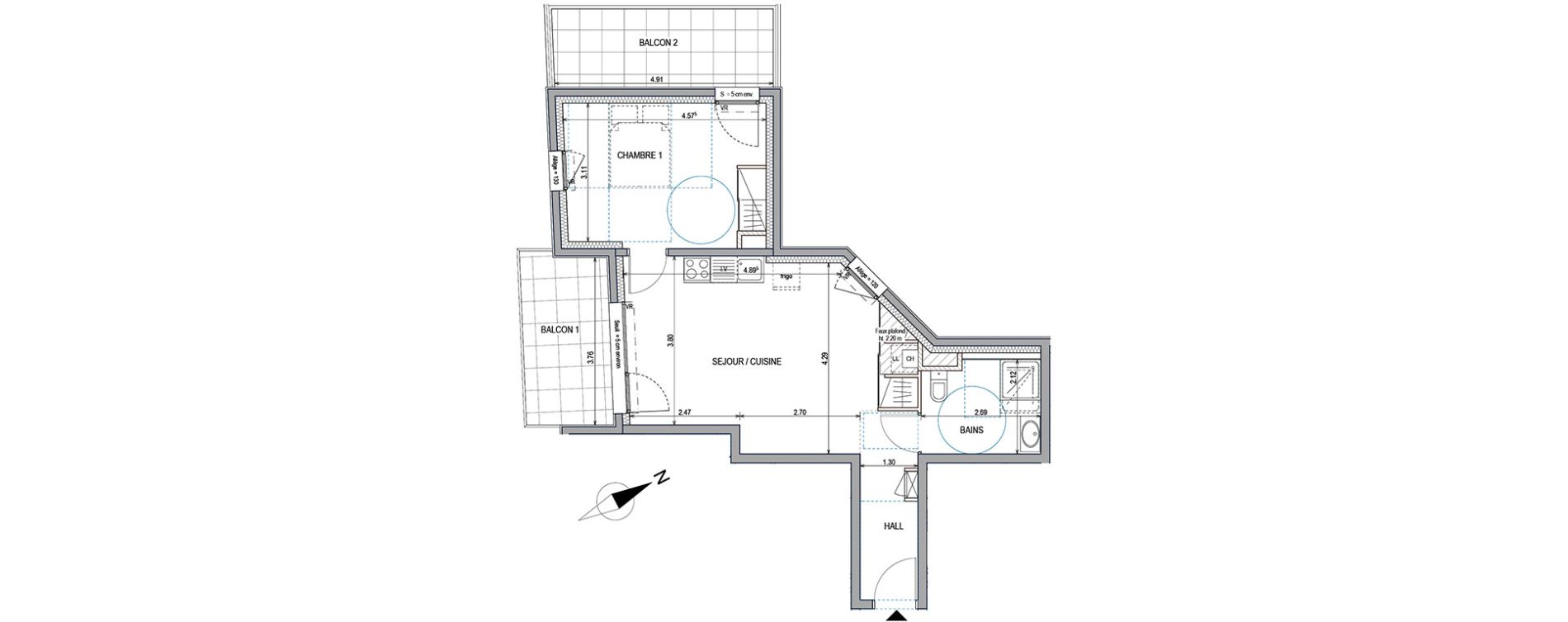Appartement T2 de 49,01 m2 &agrave; Annemasse Chateau rouge