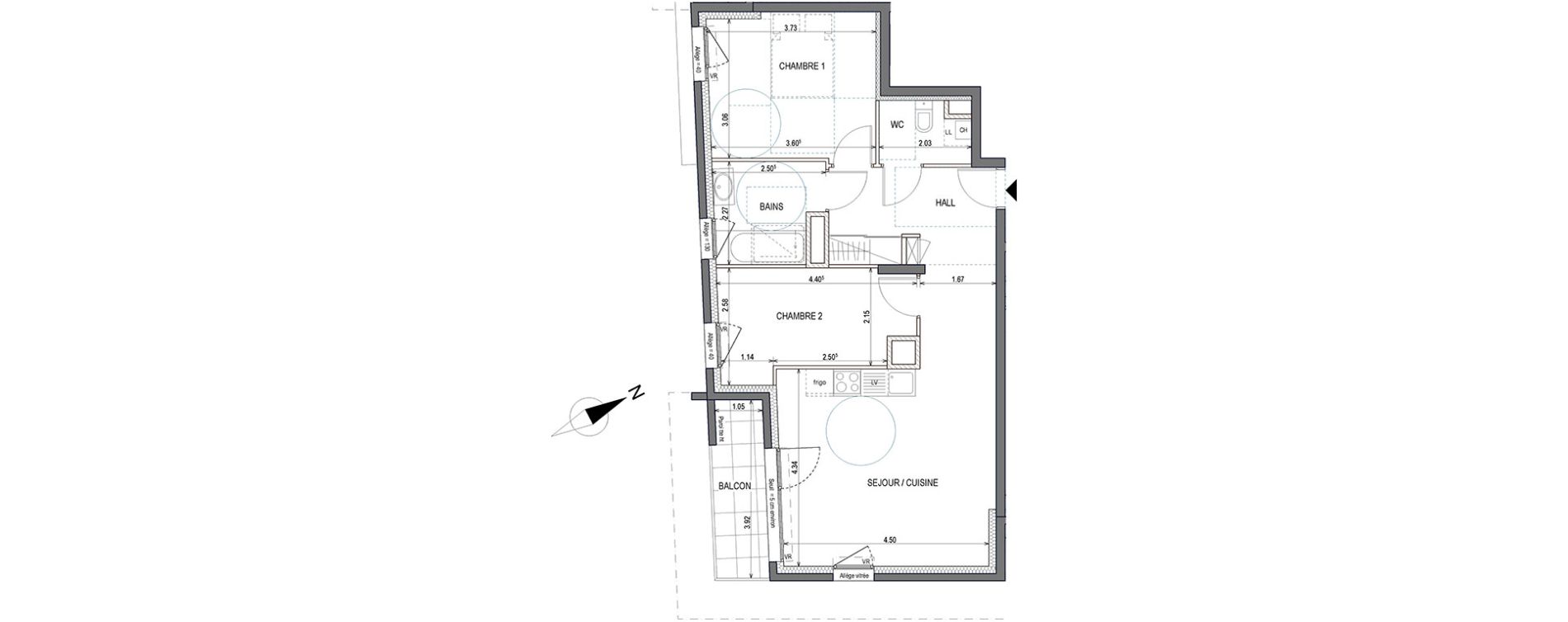 Appartement T3 de 60,55 m2 à Annemasse Chateau rouge