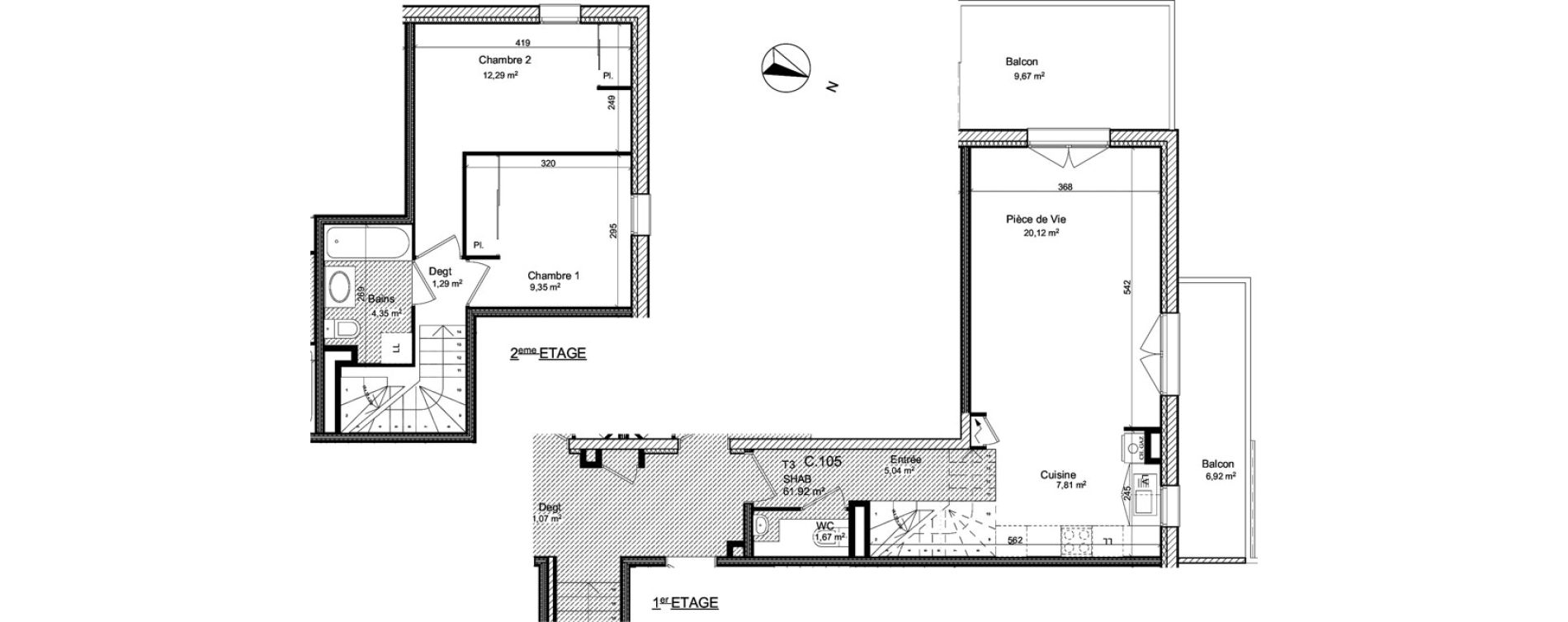 Duplex T3 de 61,92 m2 &agrave; Anthy-Sur-L&eacute;man Centre