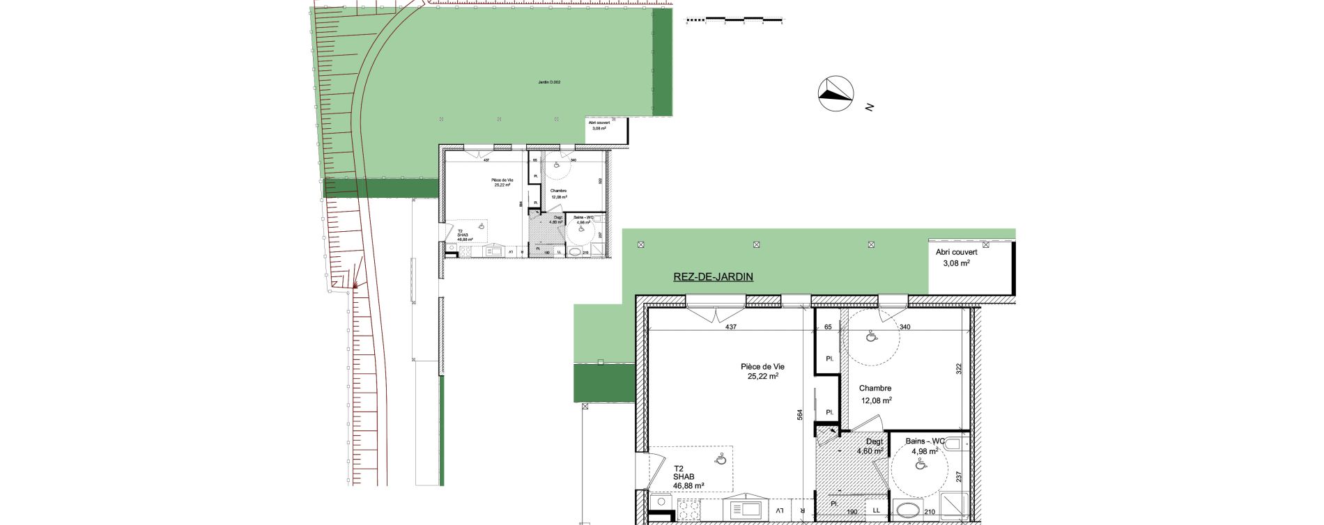 Duplex T2 de 46,88 m2 &agrave; Anthy-Sur-L&eacute;man Centre