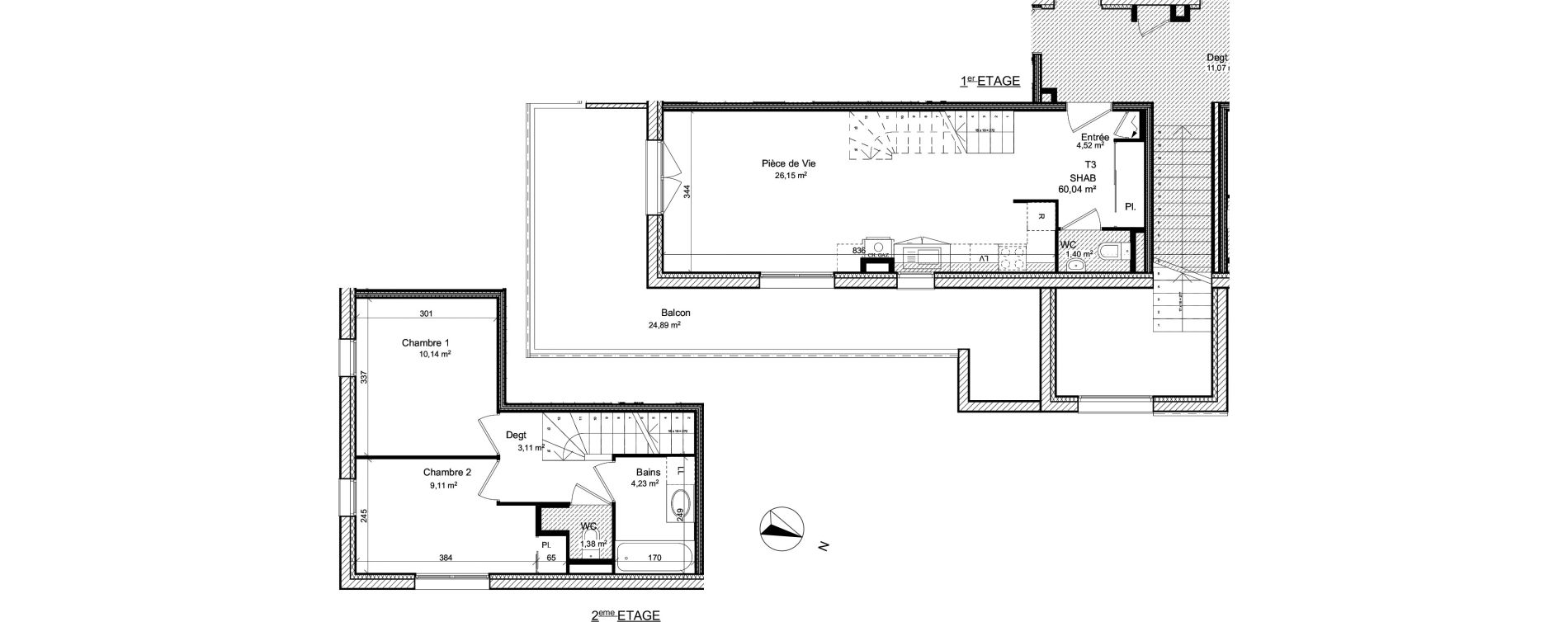 Duplex T3 de 60,04 m2 &agrave; Anthy-Sur-L&eacute;man Centre