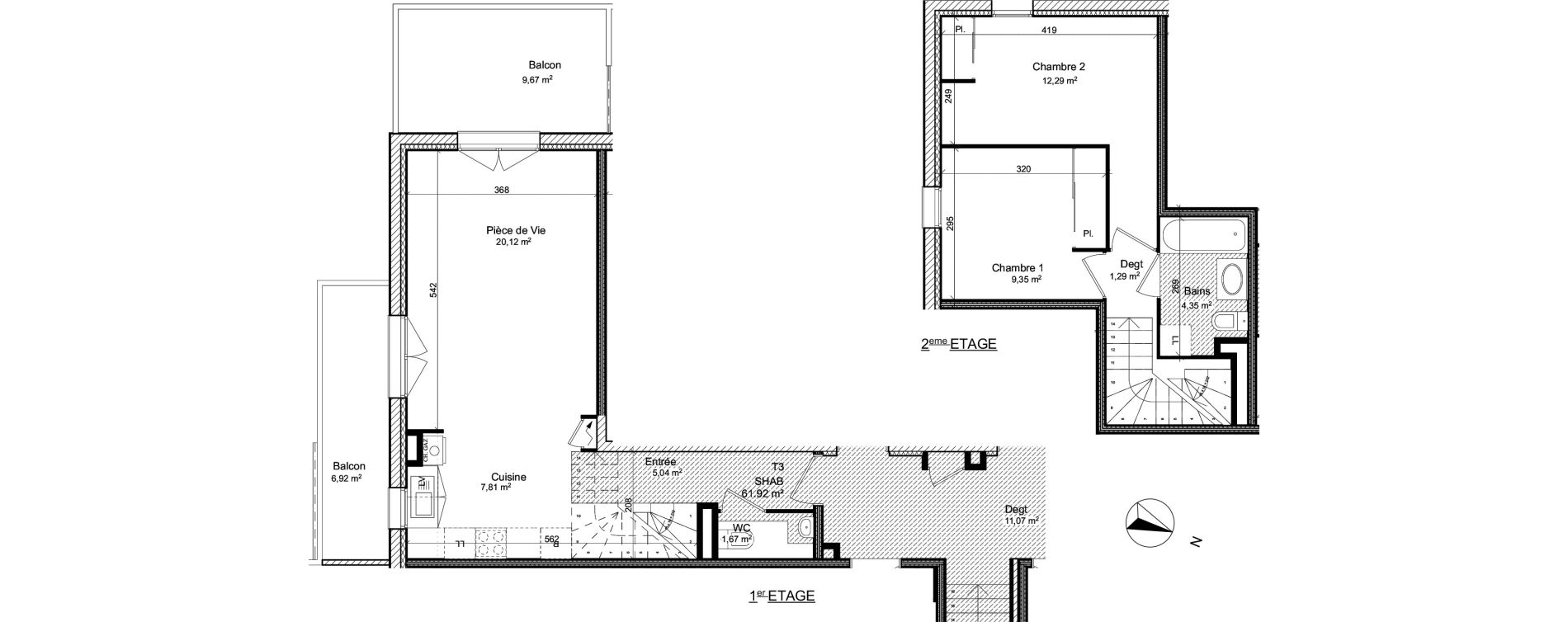 Duplex T3 de 61,92 m2 &agrave; Anthy-Sur-L&eacute;man Centre