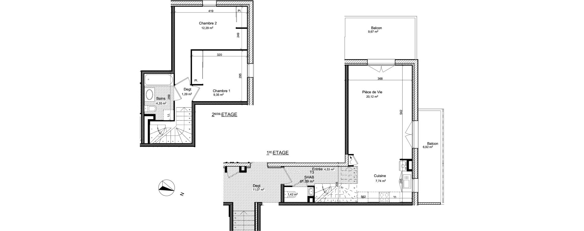 Duplex T3 de 61,09 m2 &agrave; Anthy-Sur-L&eacute;man Centre