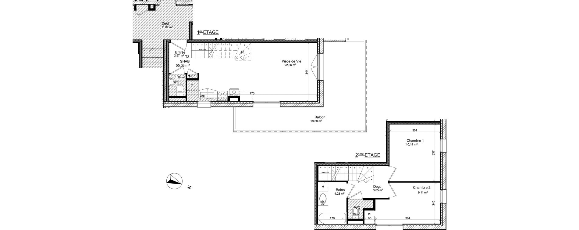 Duplex T3 de 55,03 m2 &agrave; Anthy-Sur-L&eacute;man Centre